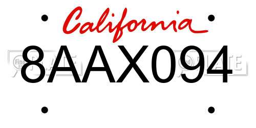 8AAX094 California License Plate