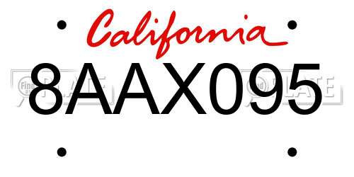 8AAX095 California License Plate