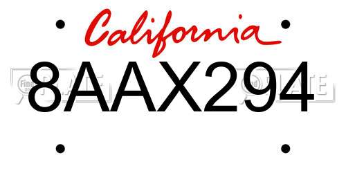 8AAX294 California License Plate