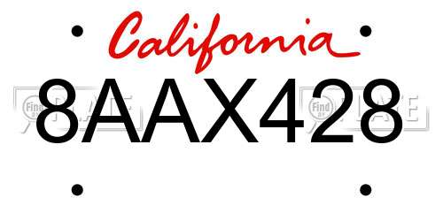 8AAX428 California License Plate