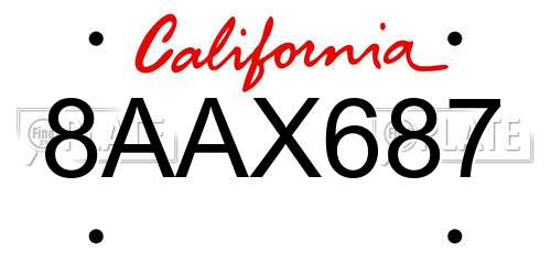8AAX687 California License Plate