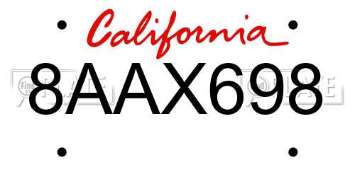8AAX698 California License Plate