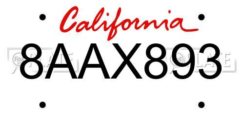 8AAX893 California License Plate
