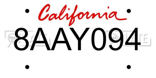 8AAY094 California License Plate