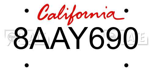 8AAY690 California License Plate