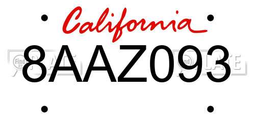 8AAZ093 California License Plate