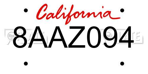 8AAZ094 California License Plate