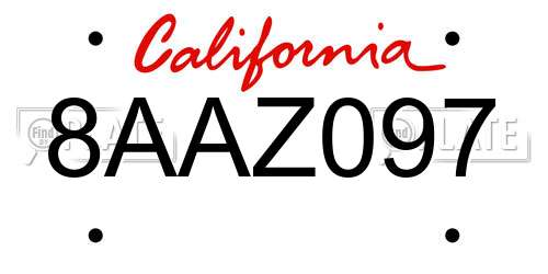 8AAZ097 California License Plate