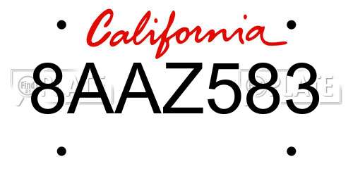 8AAZ583 California License Plate