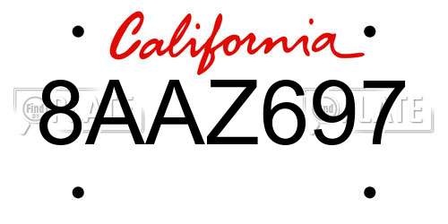 8AAZ697 California License Plate