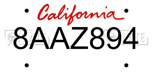 8AAZ894 California License Plate