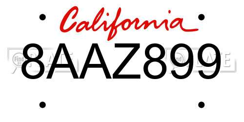 8AAZ899 California License Plate