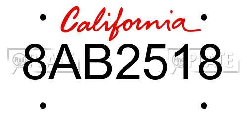 8AB2518 California License Plate