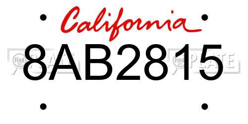 8AB2815 California License Plate