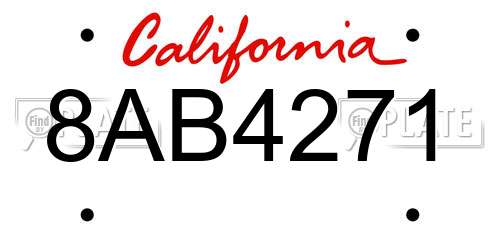 8AB4271 California License Plate
