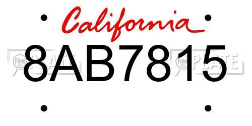 8AB7815 California License Plate