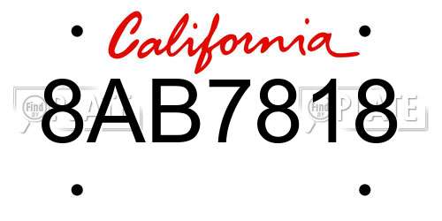 8AB7818 California License Plate