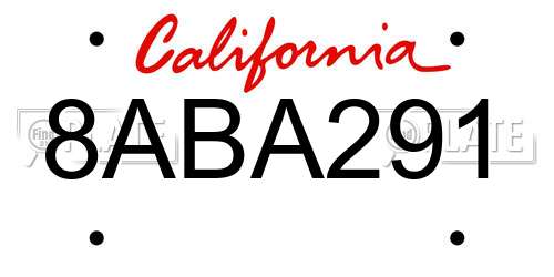 8ABA291 California License Plate