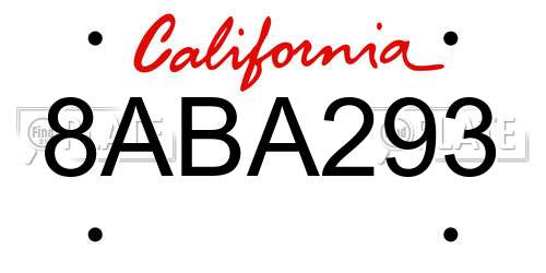 8ABA293 California License Plate