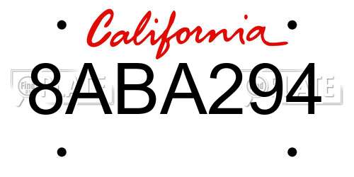 8ABA294 California License Plate