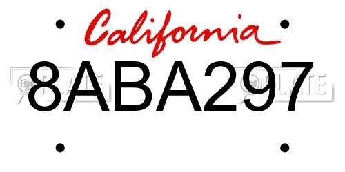 8ABA297 California License Plate