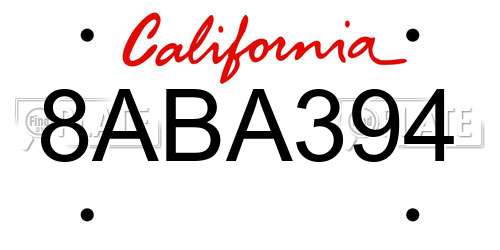 8ABA394 California License Plate