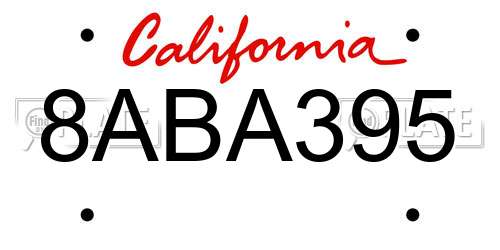 8ABA395 California License Plate
