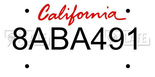 8ABA491 California License Plate