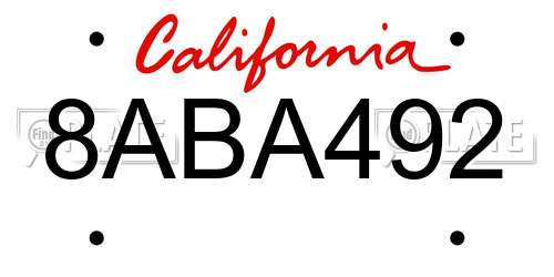 8ABA492 California License Plate