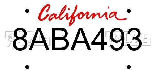 8ABA493 California License Plate