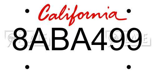8ABA499 California License Plate