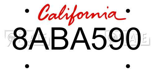 8ABA590 California License Plate