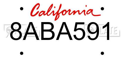 8ABA591 California License Plate