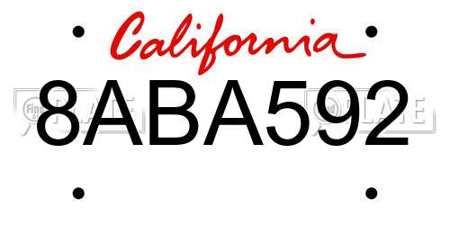 8ABA592 California License Plate