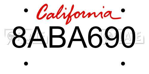 8ABA690 California License Plate
