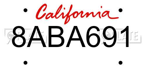 8ABA691 California License Plate