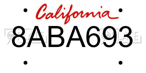 8ABA693 California License Plate