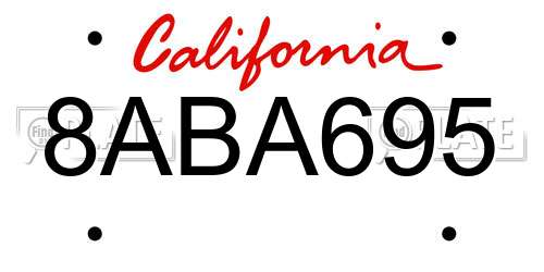 8ABA695 California License Plate