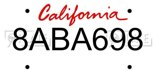 8ABA698 California License Plate