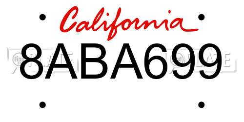 8ABA699 California License Plate