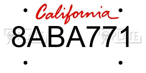 8ABA771 California License Plate