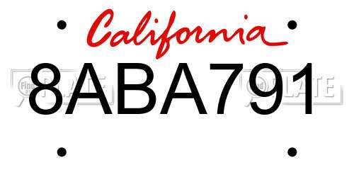 8ABA791 California License Plate