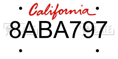 8ABA797 California License Plate