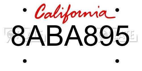 8ABA895 California License Plate
