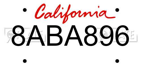8ABA896 California License Plate