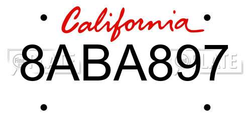 8ABA897 California License Plate