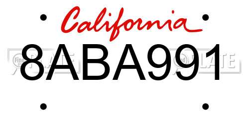 8ABA991 California License Plate