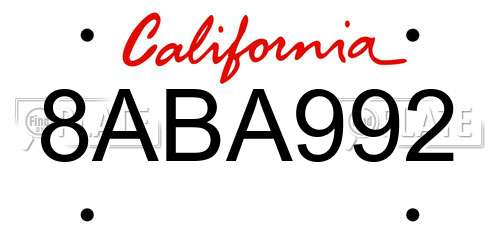8ABA992 California License Plate