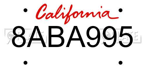 8ABA995 California License Plate