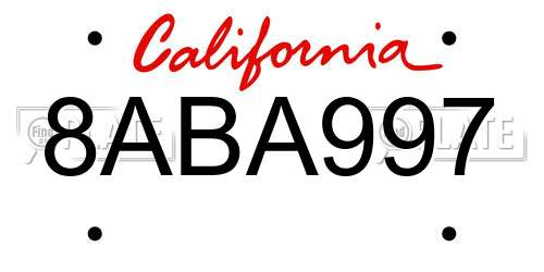8ABA997 California License Plate